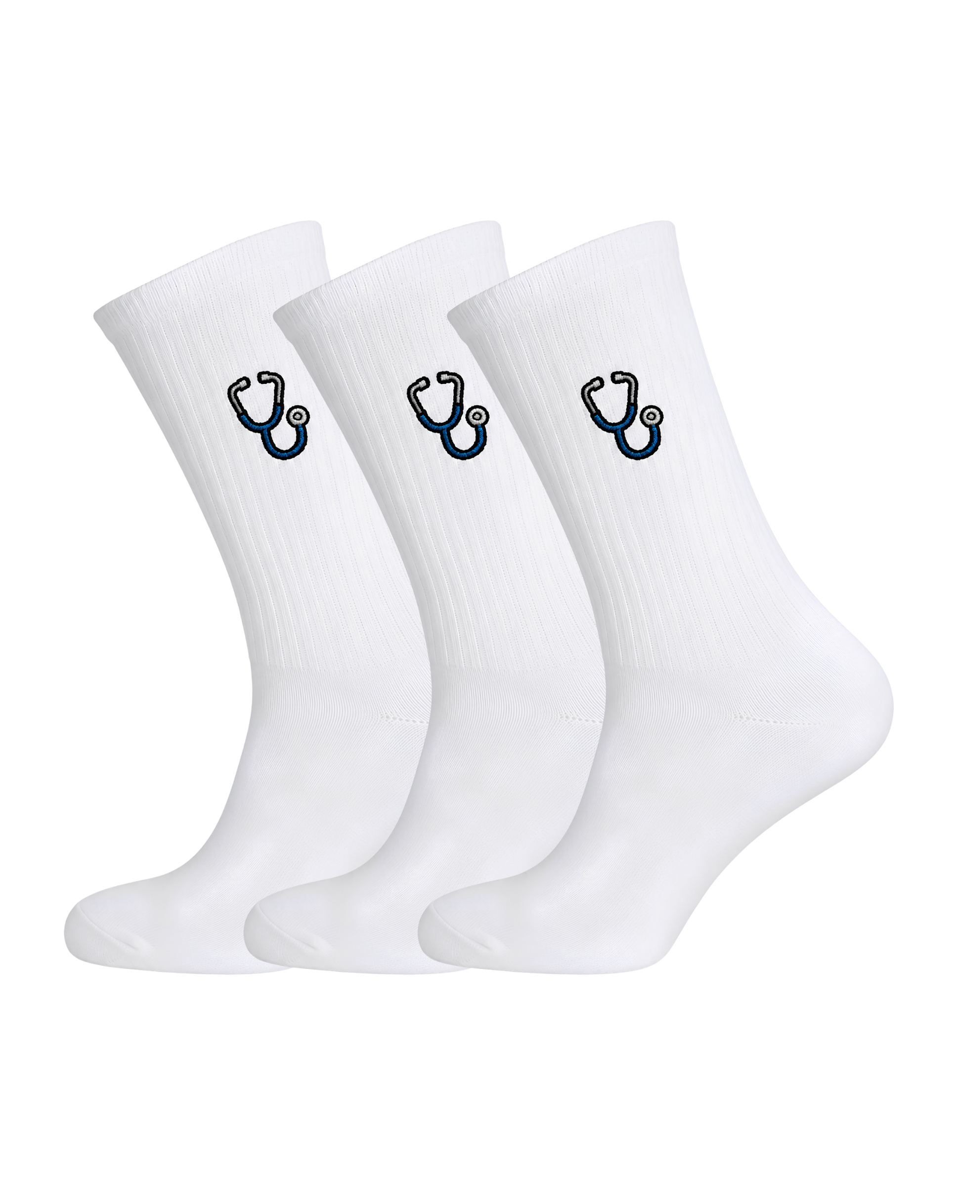 heldy 3er-Pack Arzt-Socken bestickt – Stethoskop-Motiv im Sparset für Ärztinnen und Ärzte | heldy