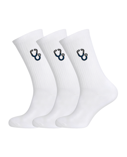 heldy 3er-Pack Arzt-Socken bestickt – Stethoskop-Motiv im Sparset für Ärztinnen und Ärzte | heldy