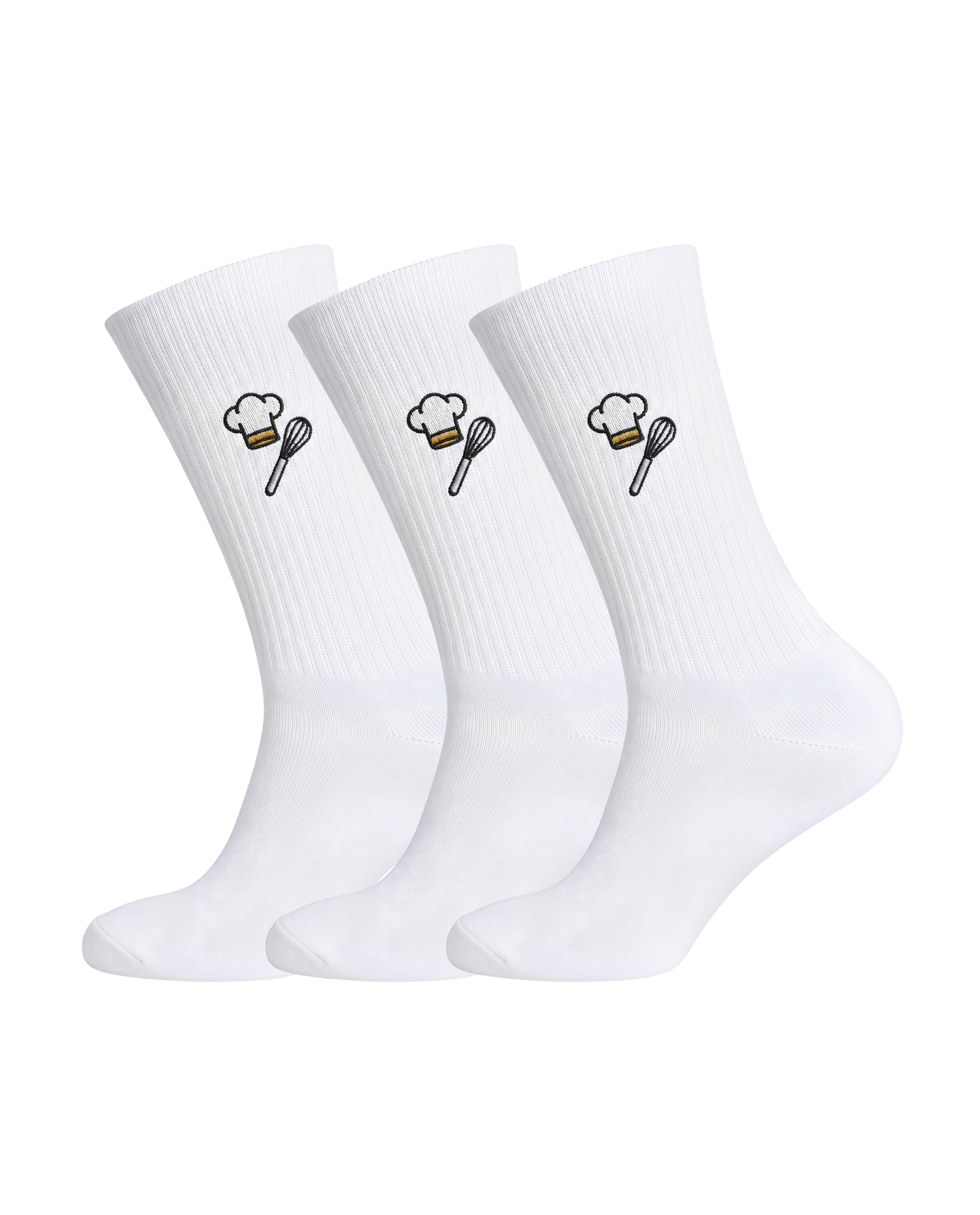 heldy 3er-Pack Gastro-Socken bestickt – Kochmützen-Motiv im Sparset für Köchinnen und Köche | heldy