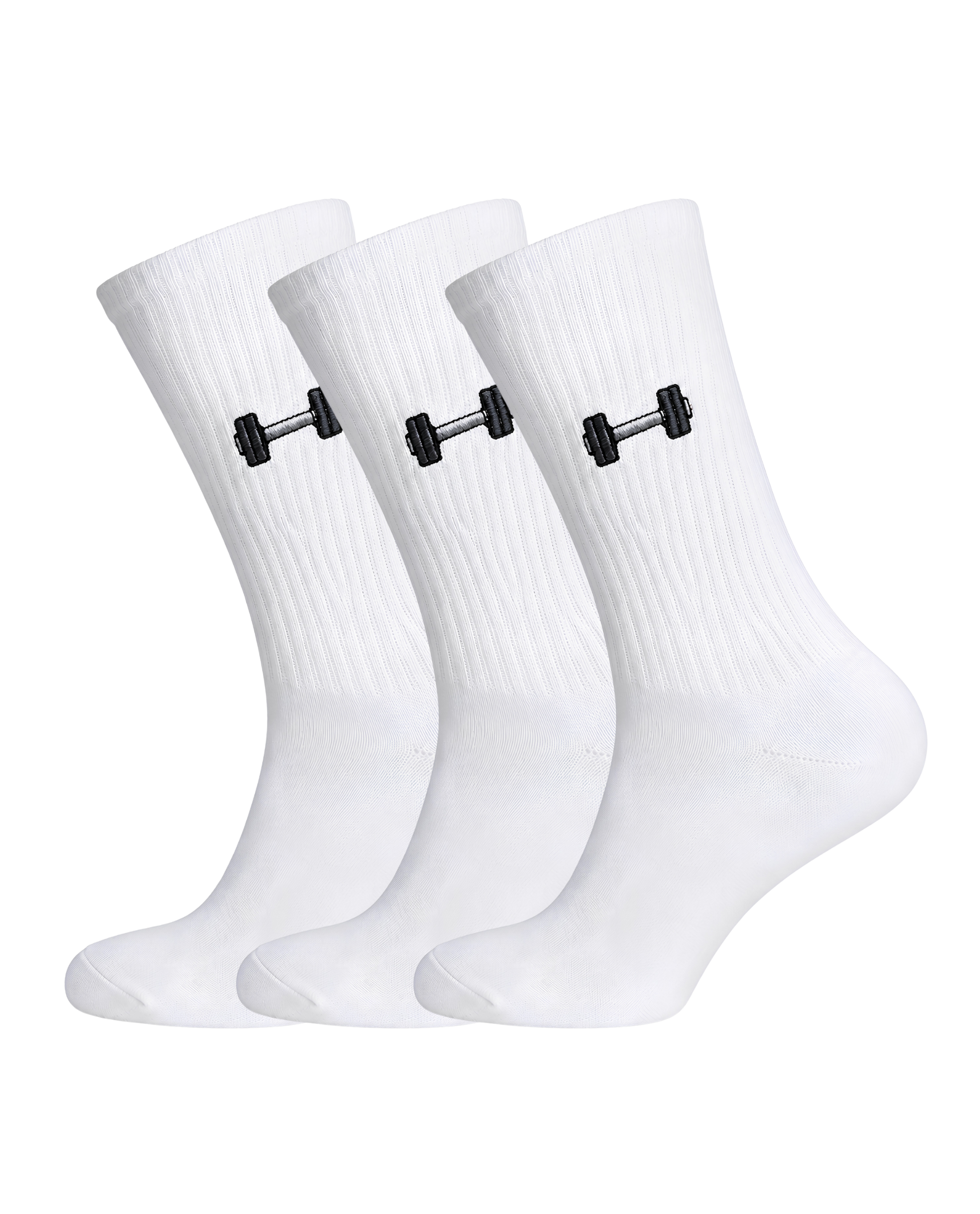 heldy 3er-Pack Gym-Socken bestickt – Hantel-Motiv im Sparset für Fitness-Fans | heldy