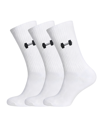 heldy 3er-Pack Gym-Socken bestickt – Hantel-Motiv im Sparset für Fitness-Fans | heldy