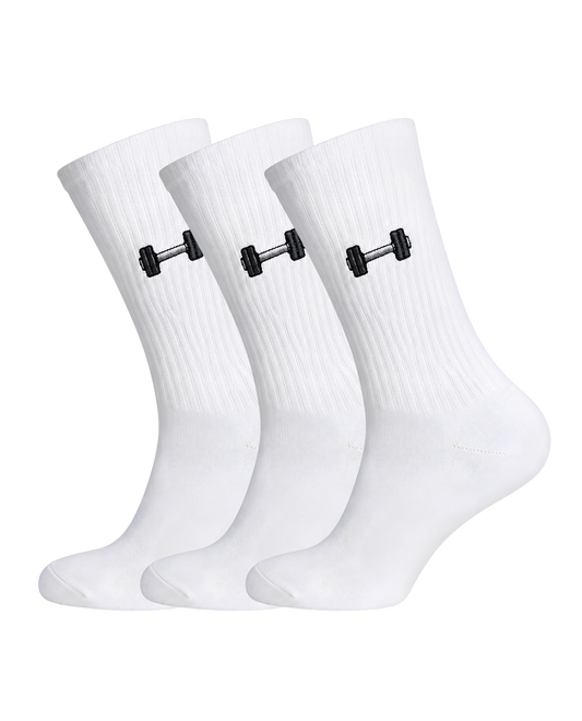 heldy 3er-Pack Gym-Socken bestickt – Hantel-Motiv im Sparset für Fitness-Fans | heldy